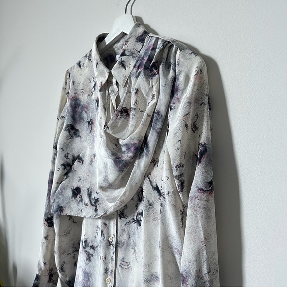 Leith 100% Silk Button Down Top Blouse Wrap Around Multicolor Size XS - Picture 4 of 9